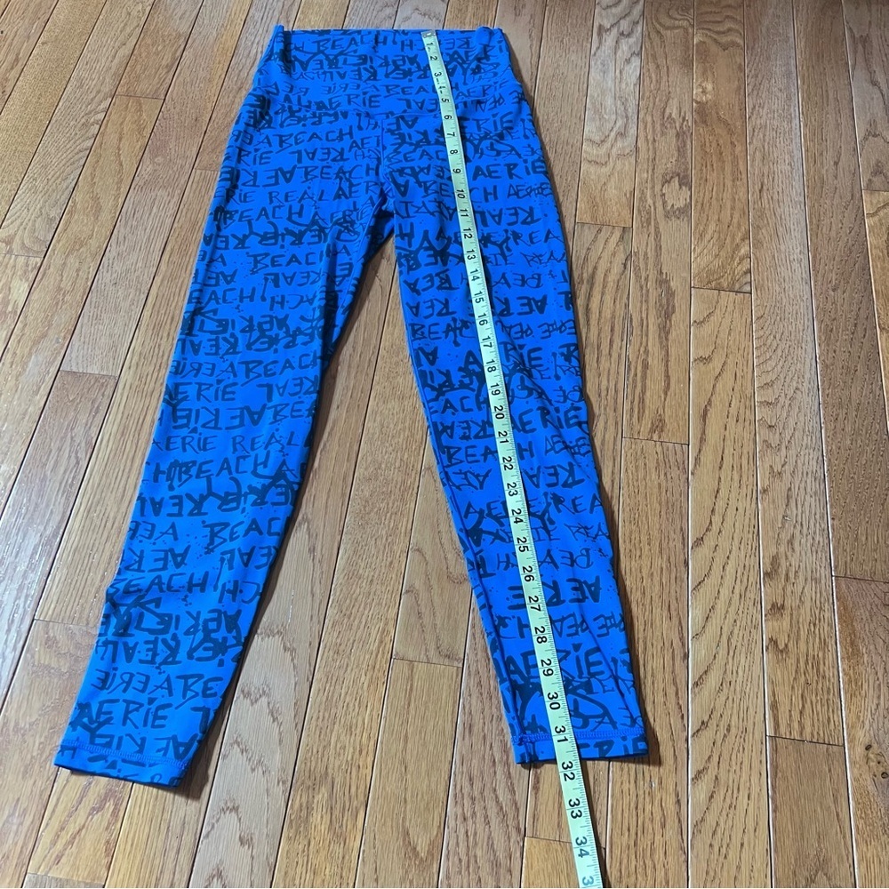 Aerie Womens Active Chill Play Move High Waisted Blue Stretch Leggings Pants S/P - Picture 4 of 12